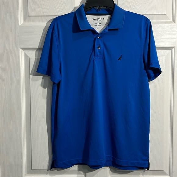 Nautica Polo Shirt Men’s. Size Medium. Blue Tech Pique. - Picture 1 of 9